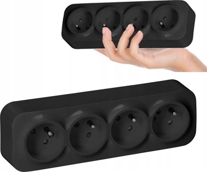 Picture of Orno Gniazdo poczwórne natynkowe 2P+Z IP20 16A 230V AC czarny TODO OR-OE-7210/B Orno