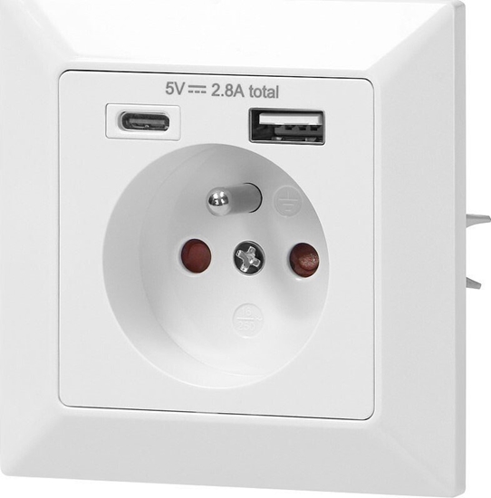 Picture of Orno Gniazdo pojedyncze 2P+Z, 2xUSB (OR-AE-13232)