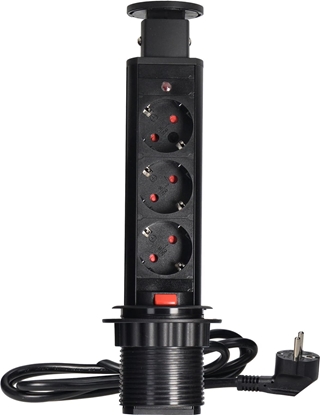 Picture of Orno Orno Bald lizdas ?6cm itraukiamas nuo stalvirio su uraktu ir 1,8m laidu, 3x2P+Z (Schuko), juodas