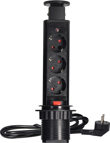 Picture of Orno Orno Bald lizdas ?6cm itraukiamas nuo stalvirio su uraktu ir 1,8m laidu, 3x2P+Z (Schuko), juodas