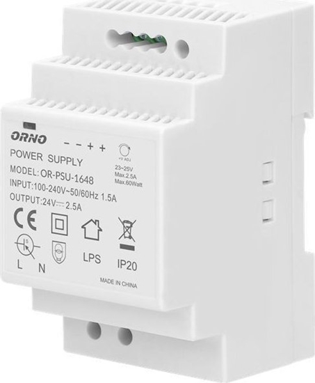 Picture of Orno Zasilacz na szyn DIN 24VDC 2,5A 60W OR-PSU-1648