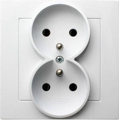 Picture of Ospel Gniazdo AS podwójne z uziemieniem biae (GP-2GZ/00)