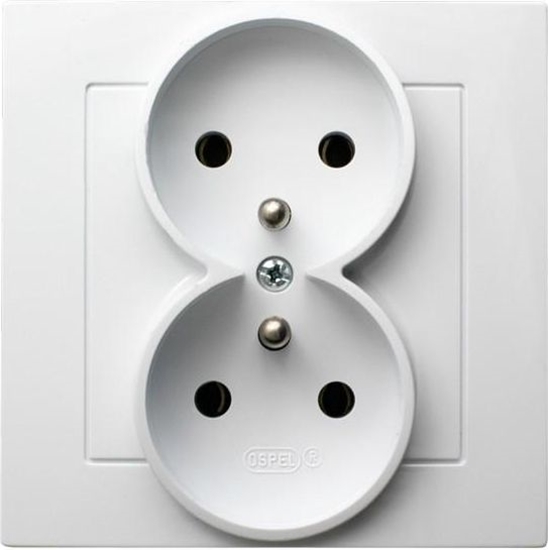 Picture of Ospel Gniazdo AS podwójne z uziemieniem biae (GP-2GZ/00)