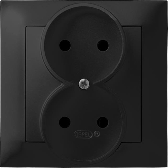 Picture of Ospel Gniazdo Ospel Impresja GP-2Y/33 podwójne kompletne z ramk czarny metalik