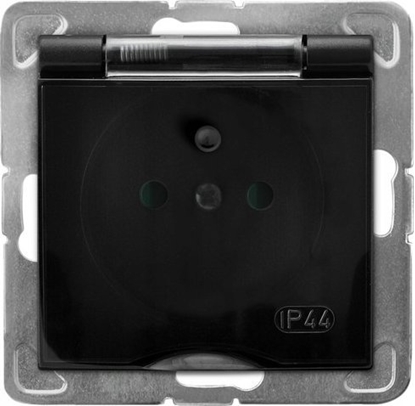 Picture of Ospel Gniazdo Ospel Impresja GPH-1YZP/m/33/d bryzgoszczelne z uziemieniem z przesonami torów prdowych wieczko przeroczyste czarny metalik