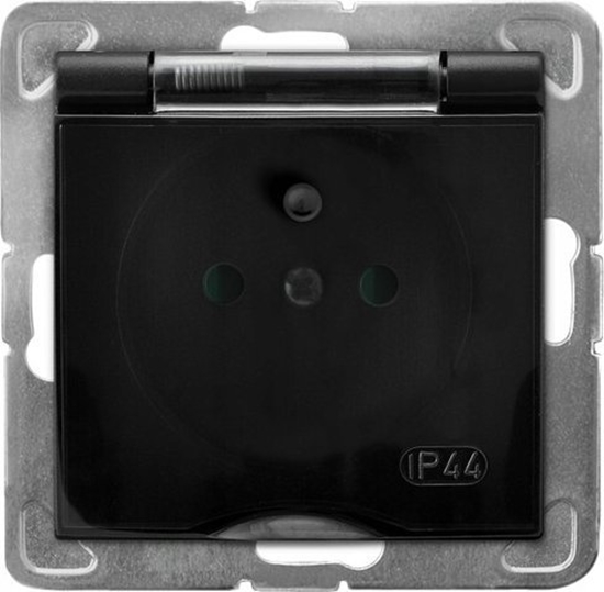 Picture of Ospel Gniazdo Ospel Impresja GPH-1YZP/m/33/d bryzgoszczelne z uziemieniem z przesonami torów prdowych wieczko przeroczyste czarny metalik