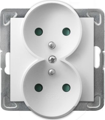 Picture of Ospel Gniazdo podwójne Ospel Impresja GP-2YRAZP/m/00 z uziemieniem z przesonami do ramek Prestige biae