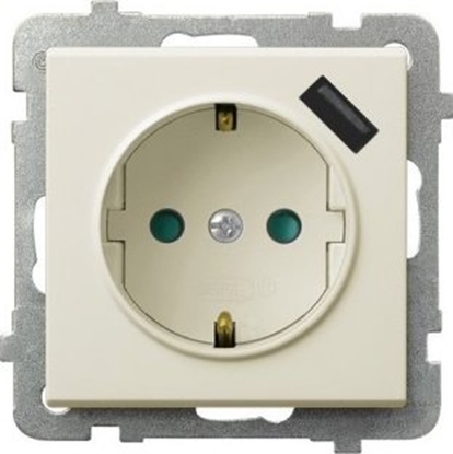 Picture of Ospel Gniazdo pojedyncze Ospel Sonata GP-1RSPUSB 2,1A/m/27 z uziemieniem schuko z przesonami z adowark USB 2,1A ecru
