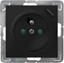 Изображение Ospel IMPRESJA Gniazdo pojedyncze z uziemieniem z przesonami torów prdowych, z adowark USB czarny metalik GP-1YZPUSB/m/33