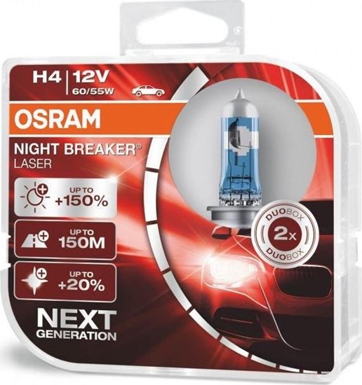 Picture of Osram Automobilins lemputs Osram Night Breaker Laser (Next Generation) H4, 2 vnt.