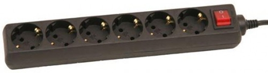 Picture of Pagarinātājs 1,5m ar slēdzi 6rozetes 3G1,0 melns 33061