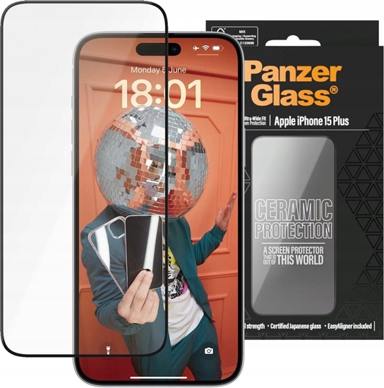 Picture of PanzerGlass Ceramic Protection iPhone 15 Plus 6.7" Ultra-Wide-Fit Screen Protection Easy Aligner Included 2839
