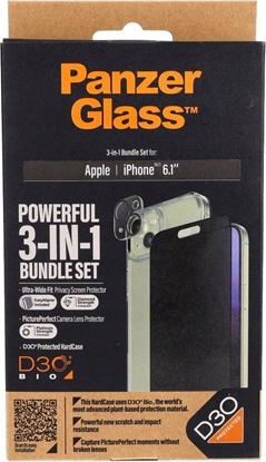 Изображение PanzerGlass PanzerGlass Privacy Bundle 3in1 iPhone 15 6.1" D3O Hardcase + Screen Protector UWF+ Lens 1136+1172+P2809
