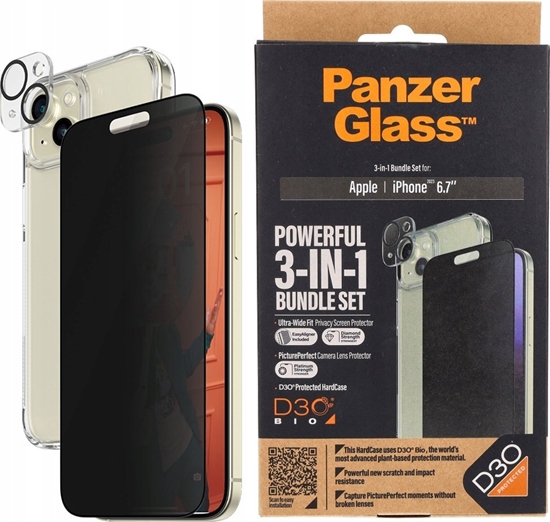 Изображение PanzerGlass PanzerGlass Privacy Bundle 3in1 iPhone 15 Plus 6.7" D3O Hardcase + Screen Protector UWF+ Lens 1136+1174+P2811