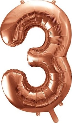 Изображение Party Deco Balon foliowy Cyfra "3", 86cm, róowe zoto uniwersalny