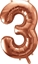 Attēls no Party Deco Balon foliowy Cyfra "3", 86cm, róowe zoto uniwersalny