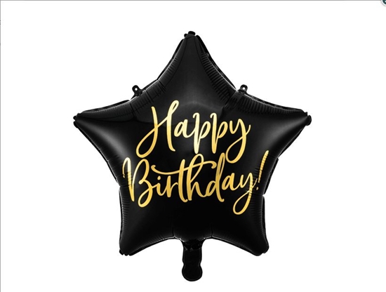 Picture of Party Deco Balon foliowy happy Birthday, 40cm, czarny