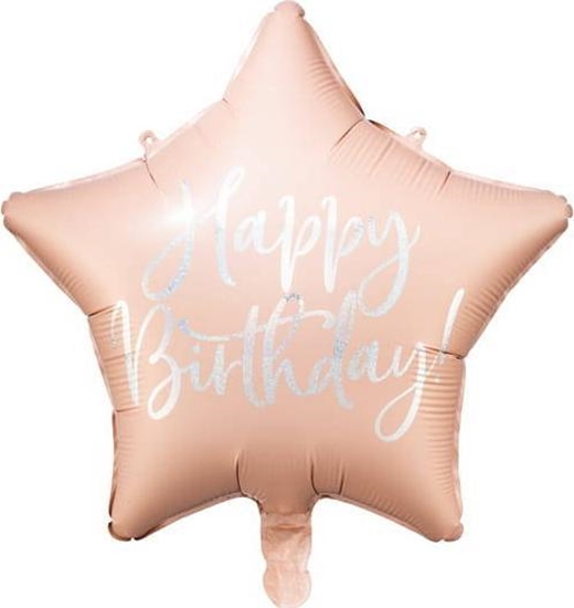 Picture of Party Deco Balon foliowy Happy Birthday, 40cm, jasny pudrowy ró