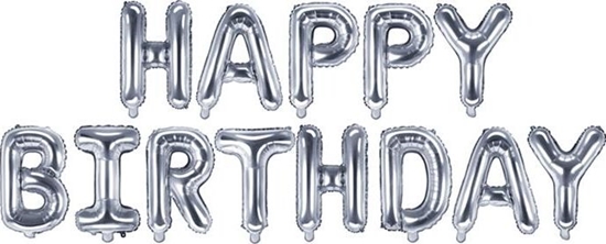 Picture of Party Deco Balon foliowy HAPPY BIRTHDAY, srebrny, 340x35 cm uniwersalny
