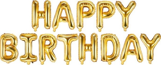 Picture of Party Deco Balon foliowy HAPPY BIRTHDAY, zoty, 340x35 cm uniwersalny