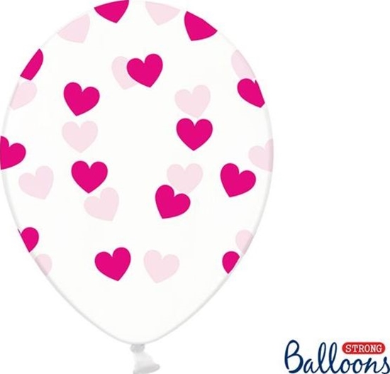 Изображение Party Deco Balony Strong, fuksjowe serduszka, 30 cm, 6 szt. uniwersalny