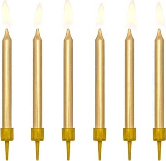 Изображение Party Deco wieczki urodzinowe, zote, 6 cm, 6 szt. uniwersalny