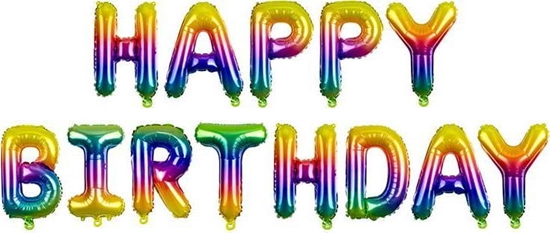 Изображение PartyDeco Balon foliowy Happy Birthday, 340x35cm, tczowy one size