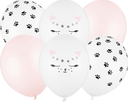 Attēls no PartyDeco Balony lateksowe kot kocie apki pastelowe 6szt