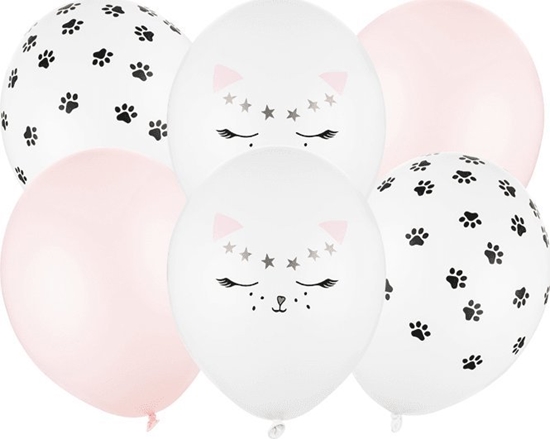 Изображение PartyDeco Balony lateksowe kot kocie apki pastelowe 6szt