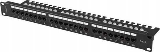 Изображение Lanberg 19" Patchpanel 1U 24-Port CAT.6 UTP + Kabelorg. sw