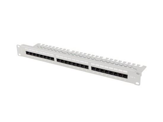 Изображение Lanberg 19" Patchpanel 1U 24-Port CAT.6 UTP + Kabelorg. gr