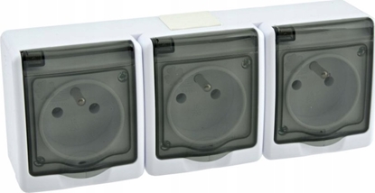 Attēls no Pawbol Gniazdo hermetyczne Pawbol Beta1 D.3114GGG/1 potrójne 3xP+Z, IP44 biae/dymne