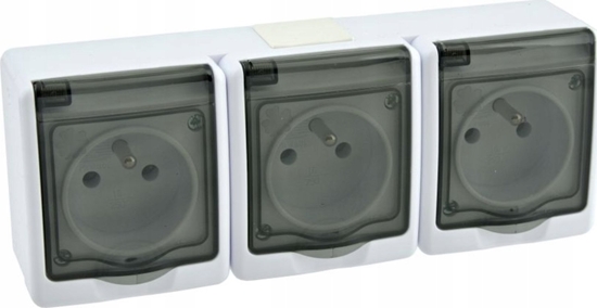 Picture of Pawbol Gniazdo hermetyczne Pawbol Beta1 D.3114GGG/1 potrójne 3xP+Z, IP44 biae/dymne