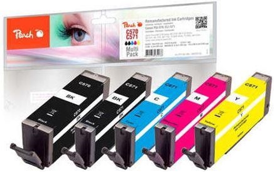 Изображение Peach PI100-336 ink cartridge 5 pc(s) Compatible Black, Cyan, Magenta, Yellow