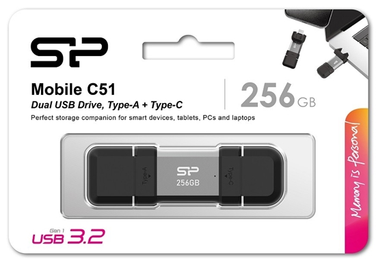 Picture of Pendrive C51 256GB USB-A USB-C 200 MB/s Srebrny 