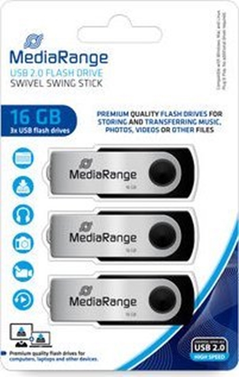 Picture of Pendrive MediaRange MediaRange MR910-3 pami USB 16 GB USB Typu-A 2.0 Czarny, Srebrny