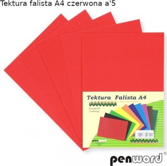 Picture of Penword Tektura falista A4 5ark. - czerwona Penword