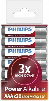 Attēls no Philips BATERIA PHILIPS AAA LR03 20SZT BATERIE POWER ALKALINE LR03P20T/10>