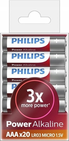 Picture of Philips BATERIA PHILIPS AAA LR03 20SZT BATERIE POWER ALKALINE LR03P20T/10>
