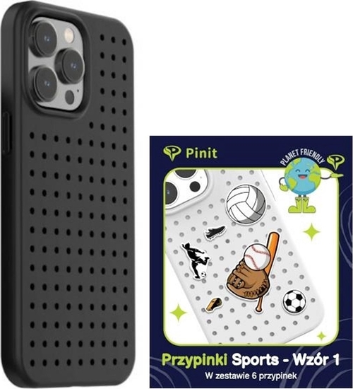 Изображение Pinit Zestaw Etui Pinit Dynamic + Sports Pin iPhone 14 Pro Max 6.7" czarny/black wzór 1