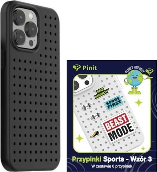 Изображение Pinit Zestaw Etui Pinit Dynamic + Sports Pin iPhone 14 Pro Max 6.7" czarny/black wzór 3