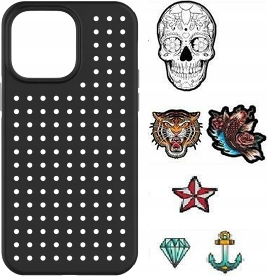 Picture of Pinit Zestaw Etui Pinit Dynamic + Tattoo Pin iPhone 14 Pro Max 6.7" czarny/black wzór 3