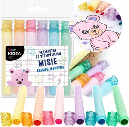 Picture of Piórnik Derform Flamastry dwustronne ze stempelkami Misie 6 szt Kidea