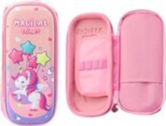 Picture of Piórnik Piórnik Róowy Z Jednorocem 3D Dwukomorowy 24 cm x 11 cm x 7 cm