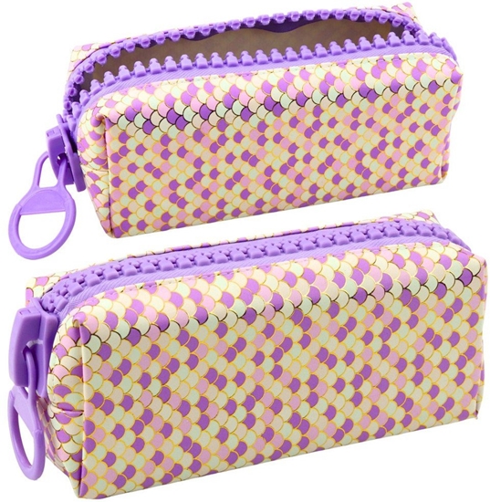 Picture of Piórnik Szkolny Organizer Wzór usek Syrenich Duy Suwak Fioletowy 21x8cm LEAN Toys