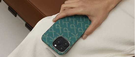 Picture of Pitaka Tactile Woven Case, PTK Green/Gold - iPhone 16 Pro Max