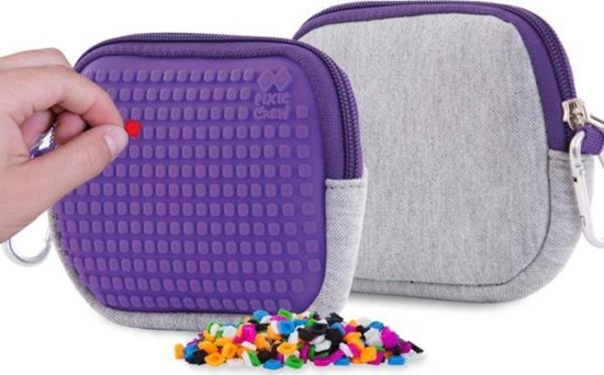 Picture of PIXIE Saszetka na Suwak, Kosmetyczka, PIXIE CREW, Szara, Fioletowy Panel