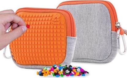 Attēls no PIXIE Saszetka na Suwak, Kosmetyczka, PIXIE CREW, Szara, Pomaraczowy Panel