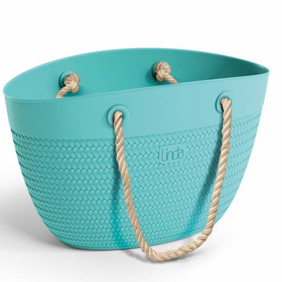 Picture of Pludmales soma Linda, tirkīzzila ar virves rokturiem