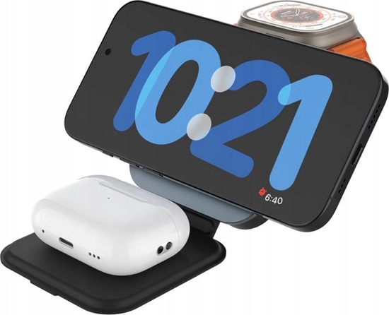 Picture of Podstawka Fixed Fixed | MagFlex Alu Foldable magnetic wireless charging stand 3in1 | FIXMFLE-AL-GR